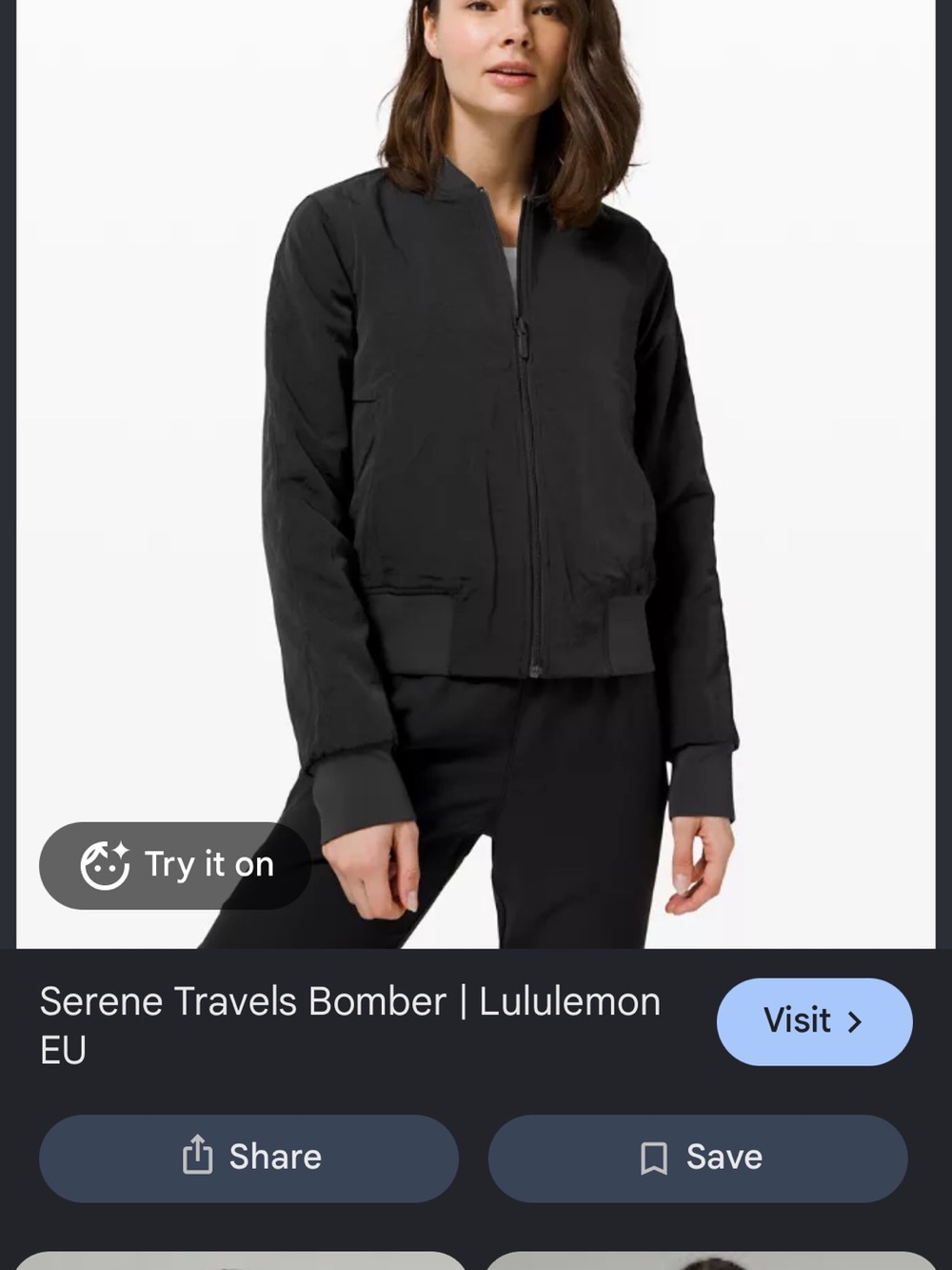 lululemon serene travelers Black Bomber Jacket